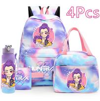 4 vnt./rinkinys K-Pop spausdintas kuprinė Rankinė Pieštukinė su 750 ml vandens buteliuku Paaugliui Berniukui Mergaitei Mokyklinė Kuprinė Didelės Talpos Vandeniui Atspari Bookbag Mochila