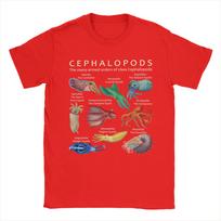 Cephalopodų - Aštuonkojų, Kalmarų, Sepijų ir Nautilus T-shirt vyrams, grynos medvilnės, nuostabi T-shirt, apvalia kaklo iškirpte, marškinėliai viršūnės idėja S