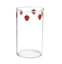 300ml 10oz High borosilicate Nana Cute Strawberry Water Milk Drinking Glasses Cup With Straw 300ml