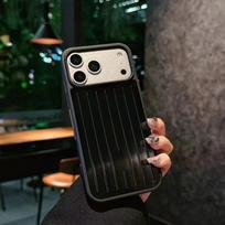 INS prabangus 3D banguotos juostelės dėklas RIMOWA lagaminui Aliuminio lydinio telefono dėklas iPhone 17 Pro Max 16 15 14 13 Anti-drop apsauginis dangtelis iPhone 14 Pro juoda