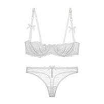 Varsbaby Women'bLace Permatomos liemenėlės+Thongs liemenėlių rinkinys 32A balta