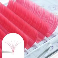 Spalvotos blakstienos Easy Fan Eyelashes priauginimas 8-15 mm Mix Easy Fanning Volume Blue Purple Blakstienų priauginimas Spalvingas automatiškai žydintis makiažas Easy Fanning 0.07mm C rožinė
