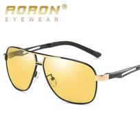 AORON metalinis rėmelis naktinio matymo fotochrominiai poliarizuoti akiniai nuo saulės vyrams, keičiantys spalvą, akiniai nuo akinimo UV400 akiniai vairavimo akiniai Without Case juoda/auksas