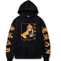 Japoniškas anime Cosplay Demon Slayer margintas gobtuvas Unisex Agatsuma Zenitsu Manga Graphic megztinis megztinis Harajuku laisvalaikio laisvi viršutiniai drabužiai XS juoda