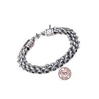 S925 Sterlingo Sidabro Apyrankė Retro Punk Vyriška Sidabrinė Apyrankė Šešių Simbolių Tiesa Kūrybinga Asmenybė Rankų Aksesuarai Nauja 18CM