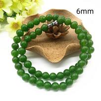 Boutique Hetian Jade Buddha pagrindinis karoliai Špinatų žalio nefrito moteriškas vieno apskritimo karoliai 6mm