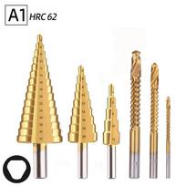 6 vnt HSS plieninio titano pakopinis grąžtų rinkinys 4-12/20/32 mm metalinis skylių pjaustytuvas medžio kūgio šerdies gręžimo skylių pjovimo įrankis + 3,6,8 pjūklo gręžtuvas