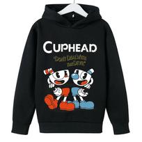 vaikiškas žaidimas Cuphead gobtuvas berniukams Merginoms Madingi animaciniai megztiniai pavasario ir rudens modelis Siaubo drabužiai ilgomis rankovėmis 3-13 m. 100 juoda