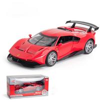 1:32 skalės P80-C metalinis liejamas automobilis, ištraukiami lydinio žaislai su garsu ir šviesa, atvirų durų kolekcija, skirta dovanoms lėlė 1/32-15x7x4cm raudona
