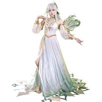 ANFUQI Genshin Impact Greater Lord Rukkhadevata Cosplay kostiumas, pilnas komplektas Helovino kostiumas, moteriška liemenėlės suknelė L-(Suit+Wig)