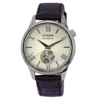 „Citizen“ blauzdos odinis dirželis atvira širdimi, dramblio kaulo spalvos ciferblatas, automatinis vyriškas laikrodis NH9130-17A dramblio kaulas