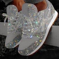 Moteriška mada Crystal Bling Suvarstomi laisvalaikio batai Sportiniai bateliai vaikščioti 35 juoda