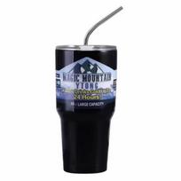 „Magic Mountain Thermos Cup“ ledo termosas, 30 uncijų kavos puodelis, vakuuminis izoliuotas butelis, nerūdijančio plieno, plieno, lauko termosas 30oz+straw juoda