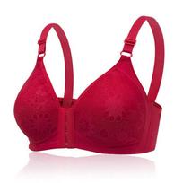 Sexy Plus Size priekyje uždaroma liemenėlė Drėgmę sugerianti kvėpuojanti surenkama Push Up reguliuojama liemenėlė be plieno žiedo Patogi liemenėlė 36/80B raudona