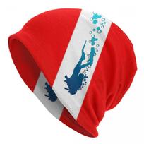 Scuba Diving Flag Merch Beanie kepurė Scuba Diver Skullies Cap 2023 Sportiniai kepurės Dovanos suaugusiems nardytojams Priedai Beanies One Size white