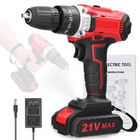 Buitinis daugiafunkcis 21 V elektrinio gręžimo šepečio variklis 2 greičių valdymas bepakopis greičio reguliavimas 1pcs battery US Plug įvairiaspalvis