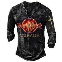 Senoviniai medvilnės imitacijos „Hard Rock“ marškinėliai 3d dviratininko marškinėliai ilgomis rankovėmis, negabaritiniai motociklo viršūnės marškinėliai Vyriški pankiški gatvės drabužiai S
