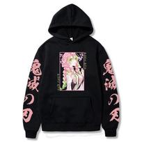 Anime Demon Slayer Kanroji Mitsuri Megztiniai ilgomis rankovėmis Y2K Drabužiai Unisex Japonija Manga Grafikos megztiniai džemperiai XL juoda