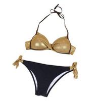 2 vnt./komplektas, be galo surišamas maudymosi kostiumėlio diržas Push Up priekyje kryžiaus bikinio rinkinys Beach XL geltona