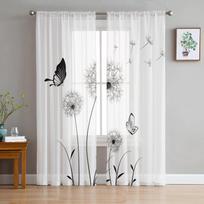 Pienės žiedų tiulio užuolaidos svetainei, užuolaidos, langų permatomos modernios užuolaidos miegamojo dekorui 135W x 114H(cm)