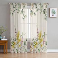 Pavasario Vasaros Augalai Ramunėlių Miegamojo Permatomos Permatomos Užuolaidos Šventės Papuošimas Langas Voile Tiulis Užuolaidos 135W x 114H(cm)
