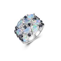 Puikus dizainerio žiedas moterims S925 Sidabrinis natūralus opalas Spalio gimimo akmuo, kūrybiškumo ir aistros akmuo puiki papuošalų dovana US RING SIZE:7# įvairiaspalvis