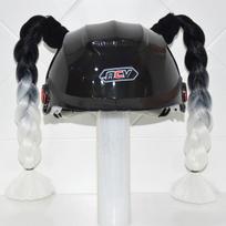 2vnt. /Pora Nauji motociklo šalmo pynimai Moteriški pynimo perukai Motociklininkų šalmams Įvairiaspalviai Twist Dual Pigtail Ponytail su čiulptuku