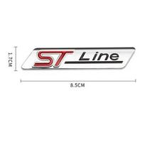 3D metalinis ST Line automobilio galinės bagažinės ženklelio emblemas šoninio sparno lipdukas, skirtas Stline Focus Fiesta Mondeo Ecosport Kuga ESCAPE ST Line-chrome silver（1pc）