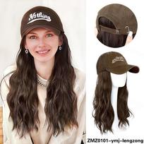LISI HAIR Sintetinis ilgos banguotos kepurės perukas moterims beisbolo kepurė su priaugintais plaukais Reguliuojama kepurė su prisegamais plaukais beisbolo kepurė 50cm