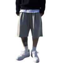 Men Casual Shorts Elastic Drawstring Waist Leg Shorts Style Hip Hop Wide Pockets Fitness Shorts Solid Color Sport Shorts L pilka