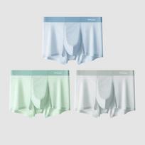MiiOW 3Pcs Ice Silk Men Underwear Boxers Breathable Mesh Crotch Underpants Male Thin Seamless Men's Panties Antibacterial Boxers L