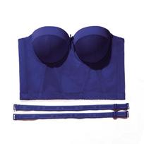 Moterų korsetas su lankeliais ir push-up, paminkštintas bustier, pusiau liemenėlė, vakarėlio suknelė 75B-90B 85B mėlyna