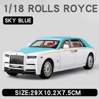 1/18 Rolls Royce Phantom lydinio automobilio modelio žaislas, metalo liejinys, transporto priemonės, modelio imituotas garso apšvietimas su automobilio žaislu, dovanos vaikams mėlyna