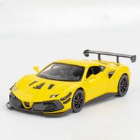 1/32 mastelio Ferrari 488 sportinio automobilio modelis lydinio liejinys žaislinės transporto priemonės su garsu ir šviesa atitraukiami modeliai dekoracija berniukų gimtadienio dovanos geltona