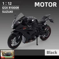 1/12 Suzuki GSX-R1000R lydinio lenktyninio motociklo modelis, lietas gatvės visureigio motociklo modelis, imitacinis vaikų žaislas, dovana juoda
