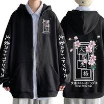 Anime Bungo Stray Dogs Dazai Osamu Spausdinta su gobtuvu Vyriška moteriška su užtrauktuku Džemperiai su gobtuvu Harajuku Megztinis Unisex Manga Laisvas Užtrauktuku striukė XS juoda