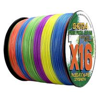 16 gijų pintas valas, itin stiprus, 25, 40, 80, 100, 125, 140, 161, 200 svarų, X formos šerdis, 100 m, daugiagija, 0,16–0,8 mm. 0.19mm-32lb įvairiaspalvis