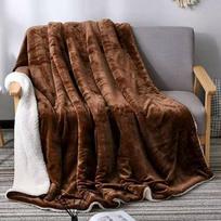 Žieminė vilna antklodė suaugusiems stora šilta žieminė dvipusė vienspalvė kelionių biuro antklodė sofa 100x120cm ruda