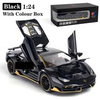 1/24 Lamborghini In League Car Sportive Metalo Modelis su Garsu ir Šviesa Atgal Traukiamas Žaislinis Automobilis Vaikams Hot Wheel LP770 juoda