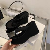 mados dizainas vasarinės masyvios moteriškos šlepetės madingos platformos pleištukai aukštakulniai sidabriniai moteriški batai Zapatillas De Mujer 39