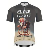 „Never Old Man“ animacinių filmų dviratininkų marškinėliai – greitai džiūstantys, kvėpuojantys dviratininkų plento marškinėliai su šviesą atspindinčia juostele L tamsiai samanų žalia spalva