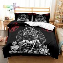 Evil Satanic Mantra Bedding Set Single Twin Full Queen King Size Bed Set Adult Kid Bedroom 3D Print EU Single 135x200cm