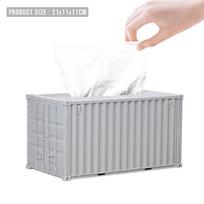 Mini  Shipping Container Model Car Tissue Box Custom Desktop Napkin Organizer Creative Plastic Living Room Facial Tissue Holder