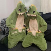 Suaugusiųjų Gyvūnų Pižamos Moterims Žieminės Storesnės Šiltos Pūkinės Pižamos Cosplay Animacinis Dinzauras Flaneliniai Kombinezonai Vyriški Drabužiai XXL