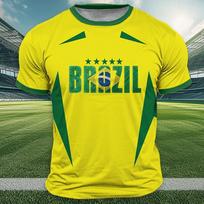 Brazilijos vėliavos spaudos marškinėliai vyrams Lauko sportui trumpomis rankovėmis marškinėliai Laisvalaikiai apvaliu kaklu Laisvi viršūnės Vasaros tendencijos vyriški drabužiai S