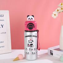 Panda vaikiškas termosas puodelis studentams eiti į mokyklą nauji berniukai ir mergaitės aukšto lygio išvaizda dvigubas geriamasis šiaudelis izoliuotas vandens puodelis 500ml