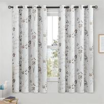 Gaivios gėlių rašto užuolaidos mėlynos rudos gėlių 2 vnt. svetainei miegamajam virtuvei balkonui užtemdančios dekoracijos 50W130H(CM)X2PCS&Grommet Top