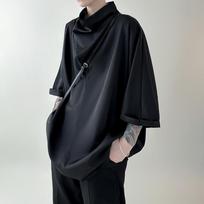 Vyriški marškiniai Vienspalviai Golfo apykaklės 3/4 rankovės Laisvalaikio vyriški drabužiai Streetwear Laisvi Madingi Netaisyklingi marškiniai L juoda