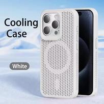 Vėsinantis šilumos išsklaidymo telefono dėklas, skirtas iPhone17 16 15 14 13 12 11 Pro Max Plus, kvėpuojantis kietas galinis dangtelis, magnetinis dangtelis Magsafe iPhone 16 Pro Max balta