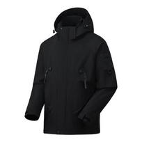 Jaukus vyriškas softshell striukė su gobtuvu, neperšlampamas vėjo nepraleidžiantis lengvas lietpalčio tipo apvalkalas lauko žygiams, kelionėms M juoda